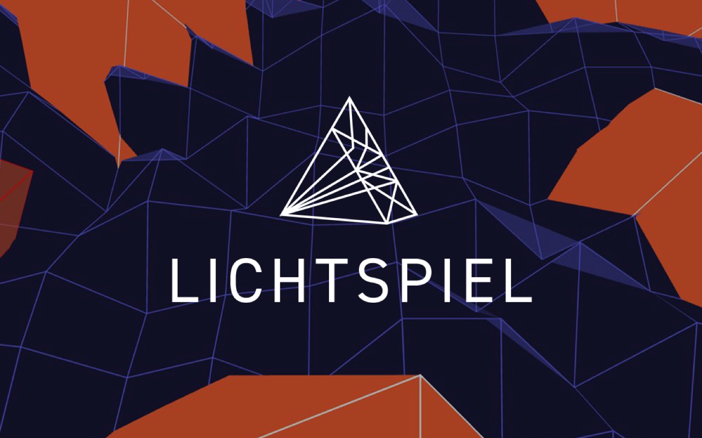 Lichtspiel prism mark over a dark low-poly landscape